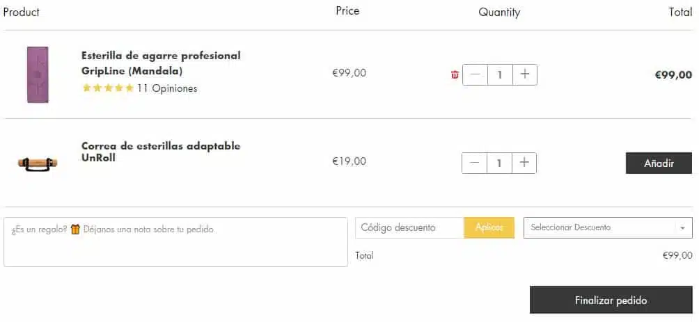 ejemplo up selling para incrementar ventas ecommerce