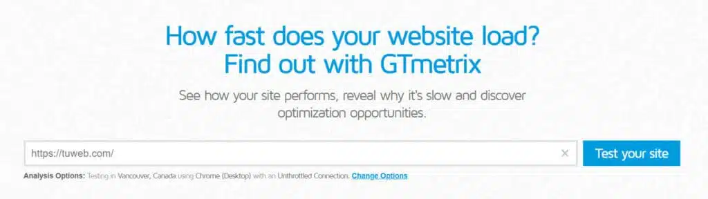 GTMetrix performance analysis tool