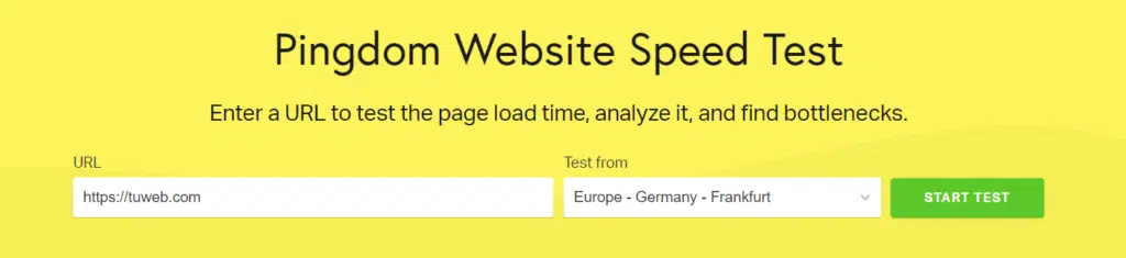 Pingdom speed testing tool
